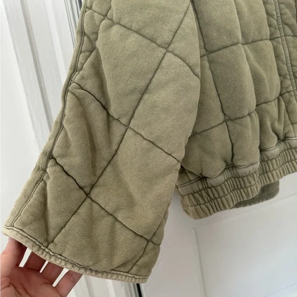 Dolman Quilted Knit Jacket by Free People, Medium, Olive Green - Picture 6 of 12